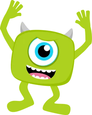 Monsters Inc Mike Wazowski Waving PNG Image