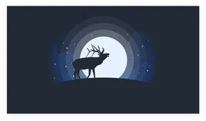 Moonlit Elk Silhouette PNG Image