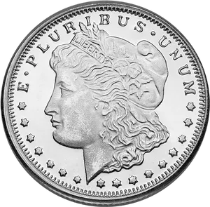 Morgan Silver Dollar Obverse PNG Image