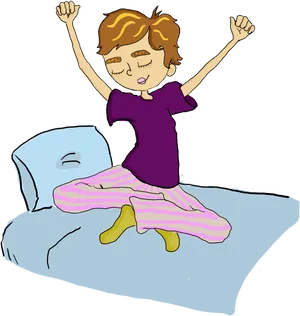 Morning Stretch Cartoon Character PNG Image