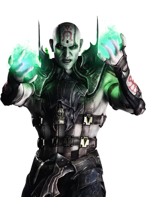 Mortal Kombat Sorcerer With Green Magic PNG Image