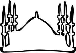 Mosque Silhouette Outline PNG Image