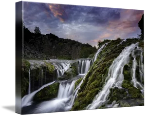 Mossy_ Waterfall_at_ Twilight PNG Image