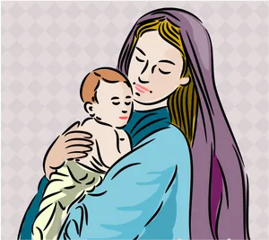 Mother Child Embrace Illustration PNG Image