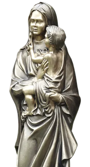 Mother Child Embrace Statue PNG Image