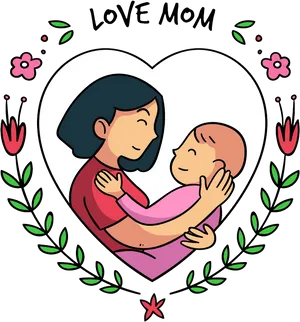 Mother Child Love Illustration PNG Image