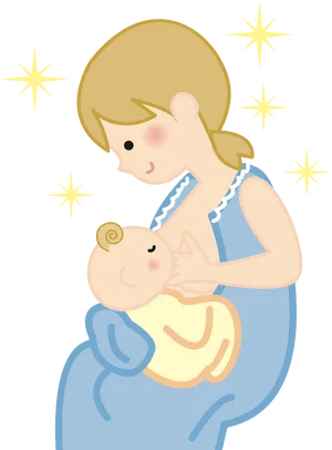 Mother Child Starlight Embrace PNG Image