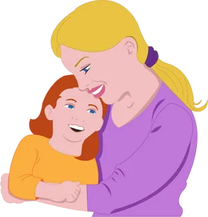 Mother Daughter Loving Embrace PNG Image