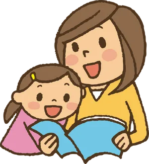 Mother Daughter Reading Time PNG Image