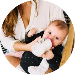 Mother Feeding Baby With Bottle PNG Image