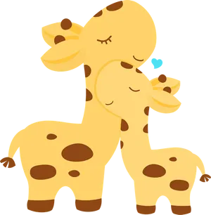 Motherand Baby Giraffe Affection PNG Image