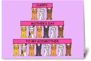 Mothers Day Cats Greeting Card PNG Image