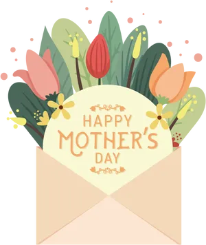 Mothers Day Floral Greeting Card PNG Image