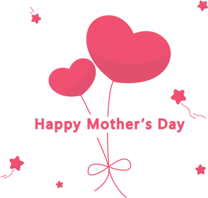 Mothers Day Heart Balloons Greeting PNG Image