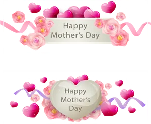 Mothers Day Heartand Roses Celebration PNG Image