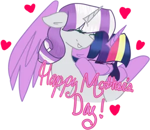 Mothers Day Unicorn Celebration PNG Image