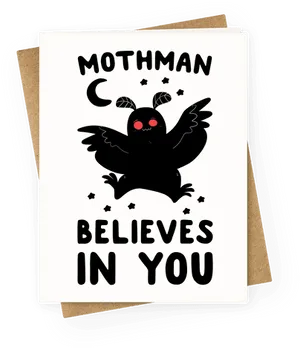 Mothman Believes In You Card PNG Image