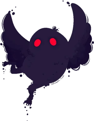 Mothman Cartoon Red Eyes PNG Image