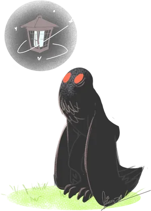 Mothman Contemplating Lantern PNG Image