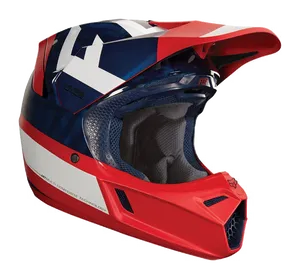 Motocross Helmet Red White Blue Design.png PNG Image