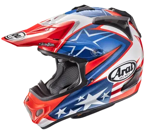 Motocross Patriotic Design Helmet PNG Image