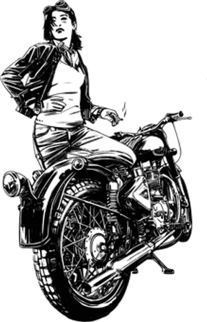 Motorbike Rider Outline Art PNG Image