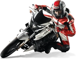 Motorcyclistin Action H D PNG Image