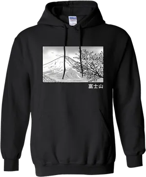 Mount Fuji Graphic Hoodie PNG Image