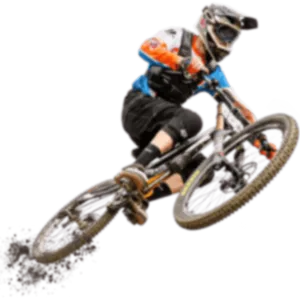 Mountain Biker Action Shot PNG Image