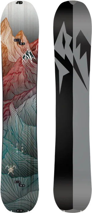 Mountain Contour Snowboard Design PNG Image