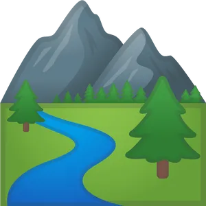 Mountain Park Cartoon Landscape PNG