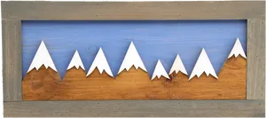 Mountain Peaks Wooden Wall Art PNG Image