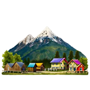 Mountain Town Landscape Png 31 PNG Image