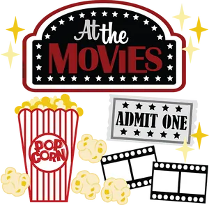 Movie Night Popcorn Clipart PNG Image