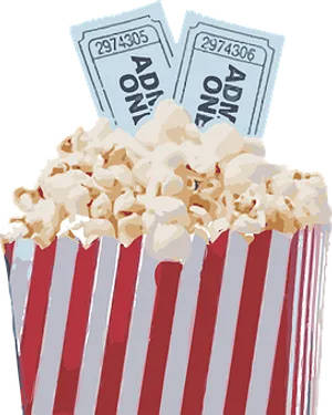 Movie Night Popcornand Tickets PNG Image