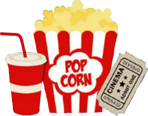 Movie Snacksand Ticket PNG Image