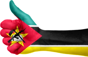 Mozambique Flag Painted Hand Gesture PNG Image