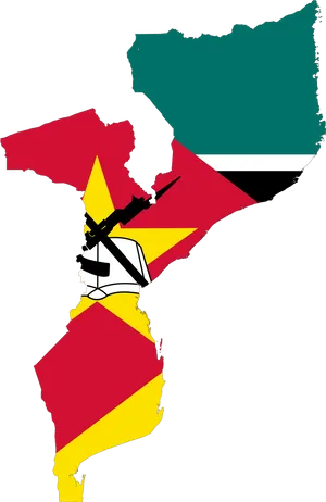 Mozambique Map Flag Overlay PNG Image