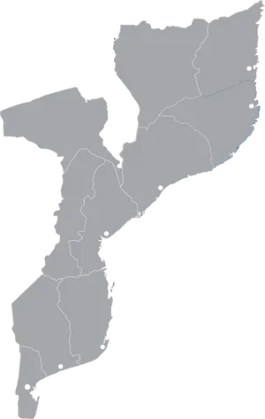 Mozambique Map Outlinewith Regions PNG Image