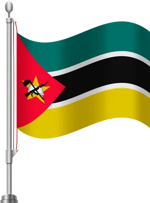 Mozambique National Flagon Pole PNG Image