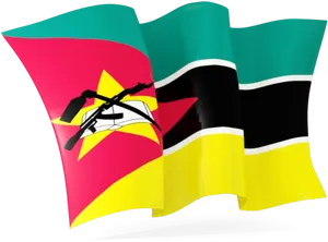 Mozambiqueand Zimbabwe Flags Waving PNG Image