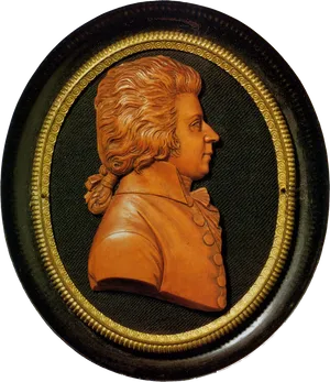 Mozart Profile Relief Artwork PNG Image