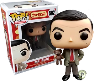 Mr Bean Funko Pop Figure With Teddy PNG Image