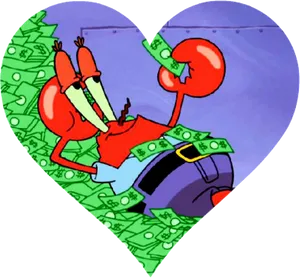 Mr Krabs Money Love Heart Shape PNG Image