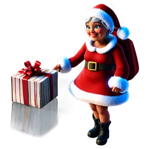 Mrs Claus With Gift Bag Png Pds47 PNG Image