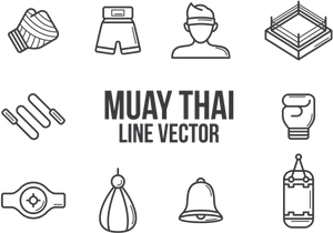 Muay Thai Equipment Icons Set PNG Image