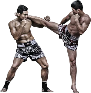 Muay Thai Kickboxing Match PNG Image