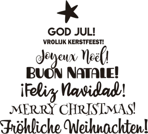 Multilingual Christmas Greetings Graphic PNG Image