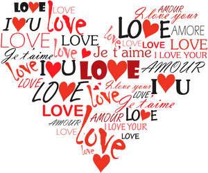 Multilingual Love Expressions PNG Image