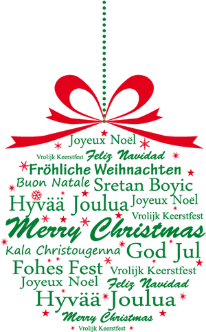 Multilingual Merry Christmas Graphic PNG Image